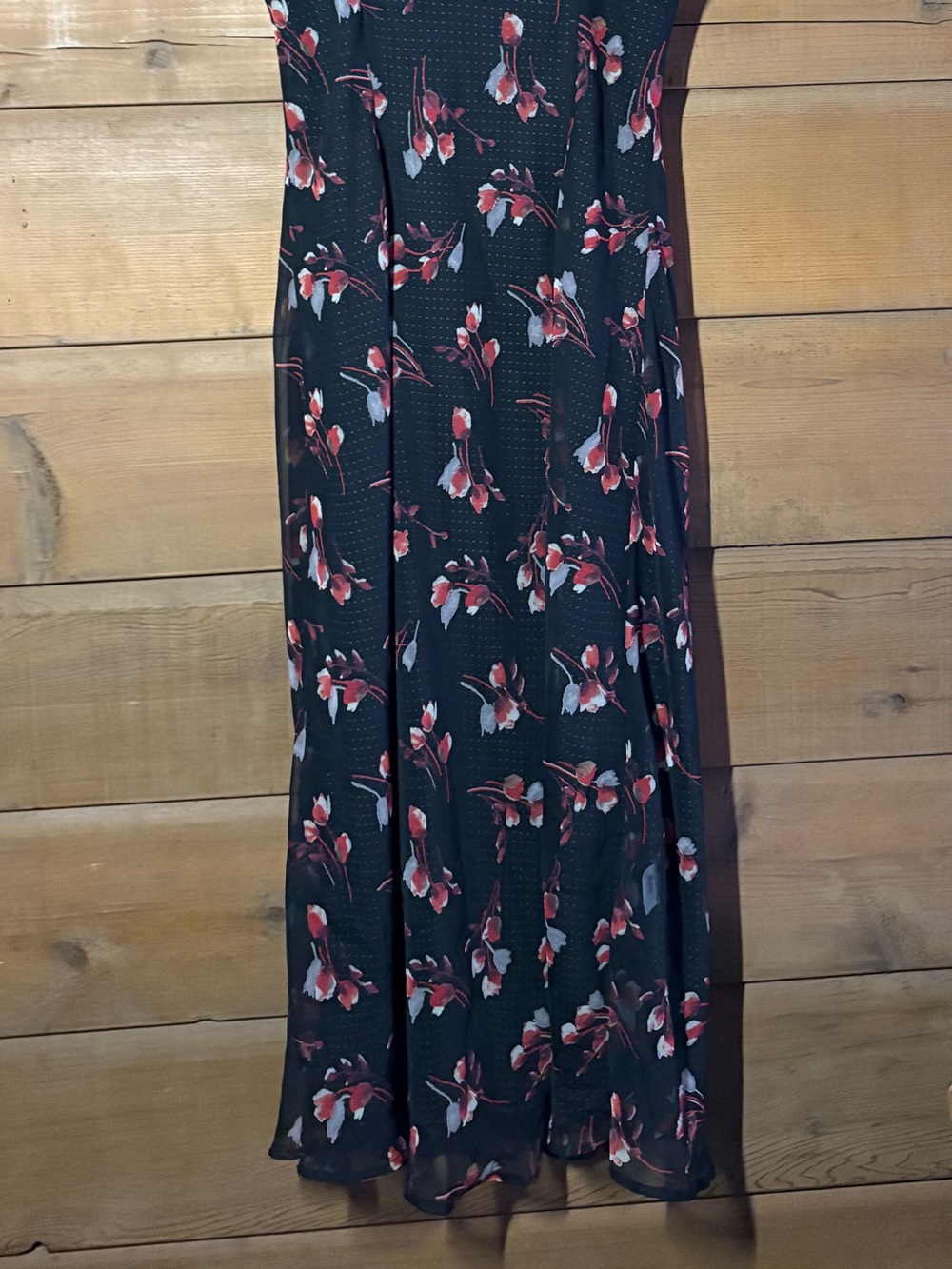 Vintage 90s Black Floral Midi Slip Dress- Size 14- Whimsigoth - Picture 5 of 10